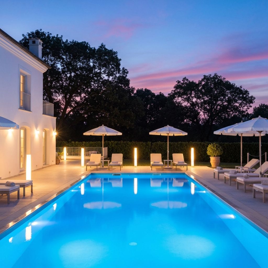 Evening poolside atmosphere